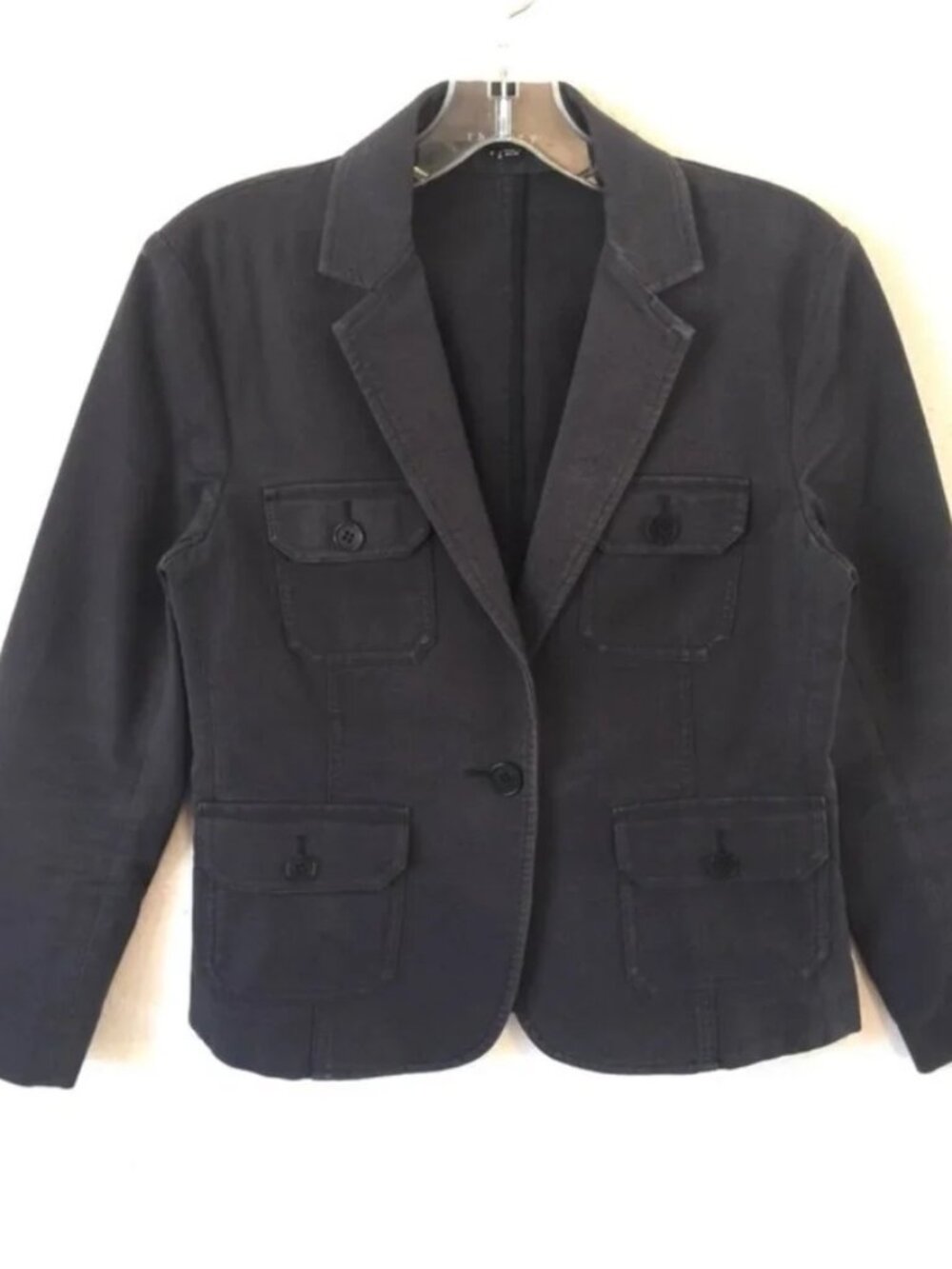Theory Blue Denim Jacket Blazer One Button Stretch Women’s Size M